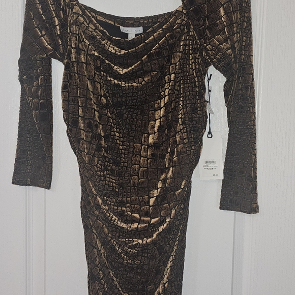 Nordstrom’s Leith brand Beautiful Brown burn out  body con dress size Large - Picture 4 of 5